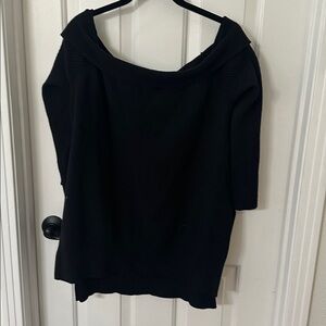 Anthropologie Black Ribbed Off-the-Shoulder Sweater 1X